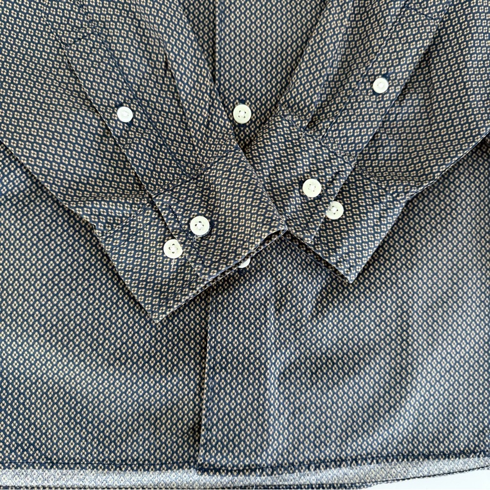 TED BAKER Blue Geometric Print Button Down Shirt Stretch Cotton m - Picture 6 of 15